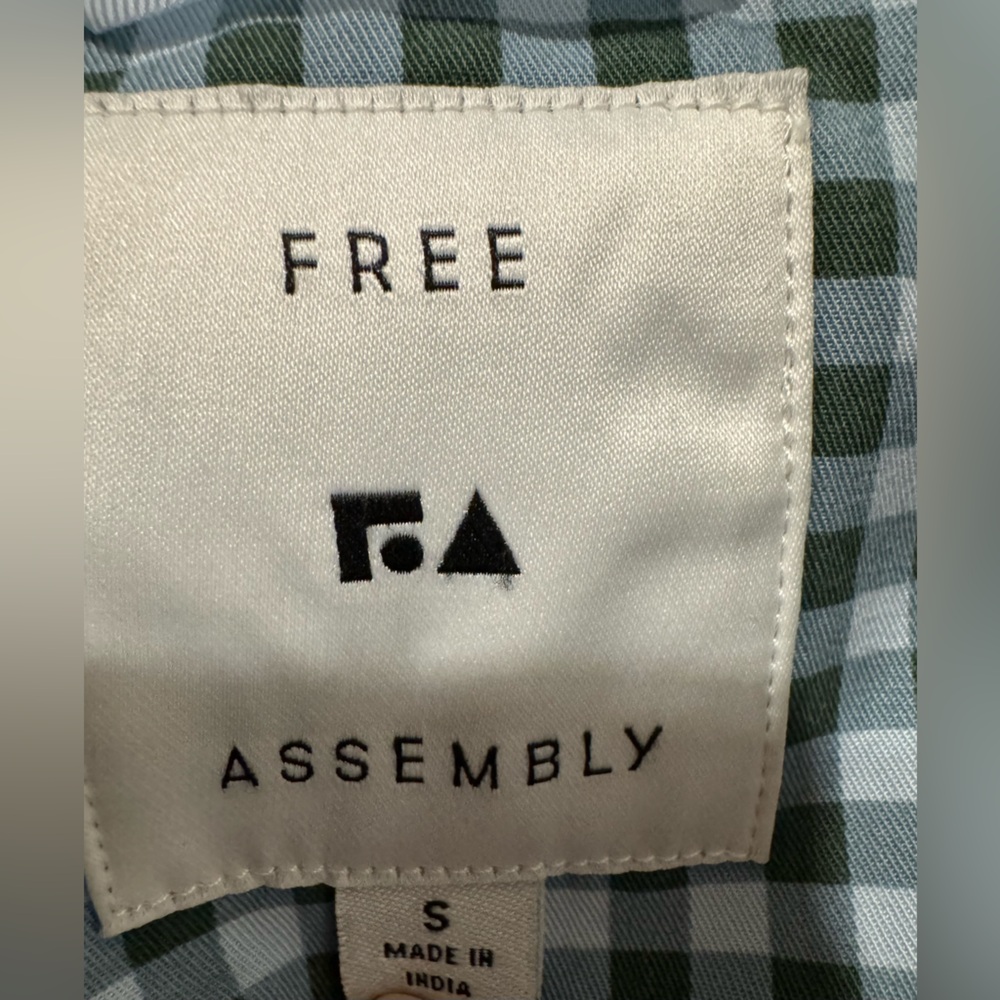 NWOT Free Assembly Plaid Blue & Green Checkered Gingham Everyday Trench Coat - Picture 15 of 16